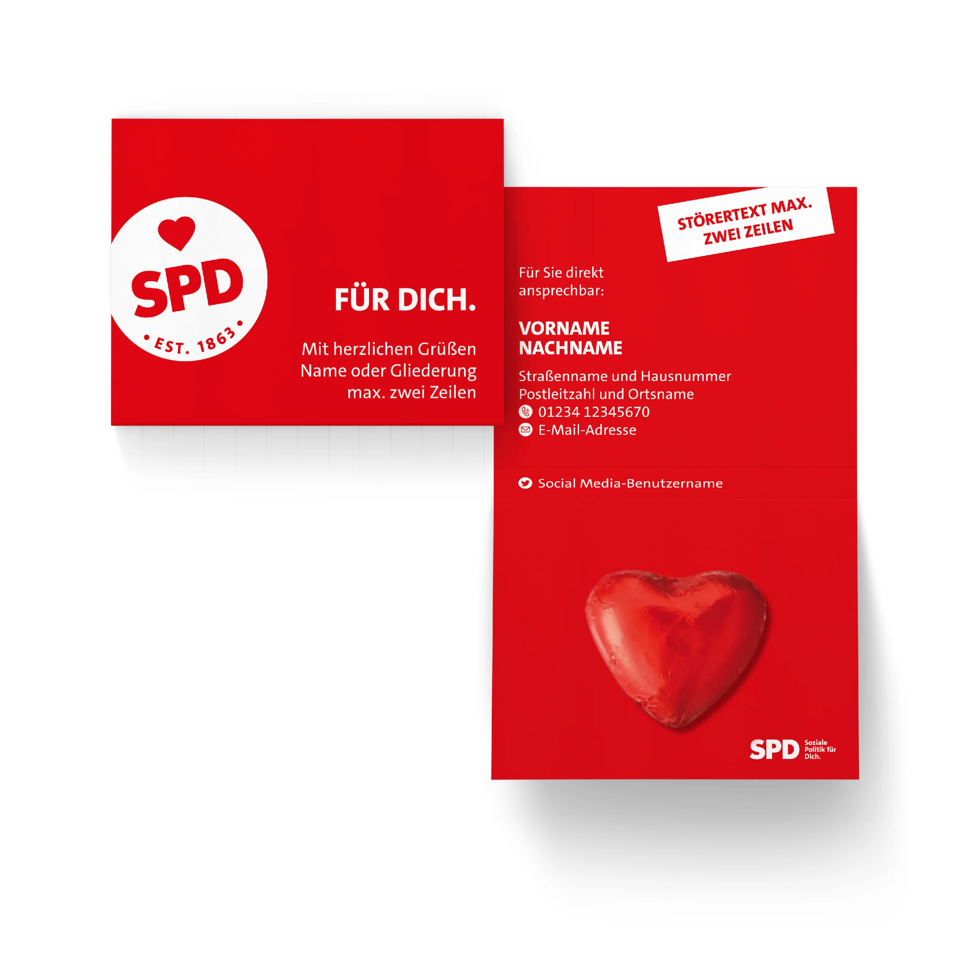 Werbekarte mit Schokoherz | SPD Shop