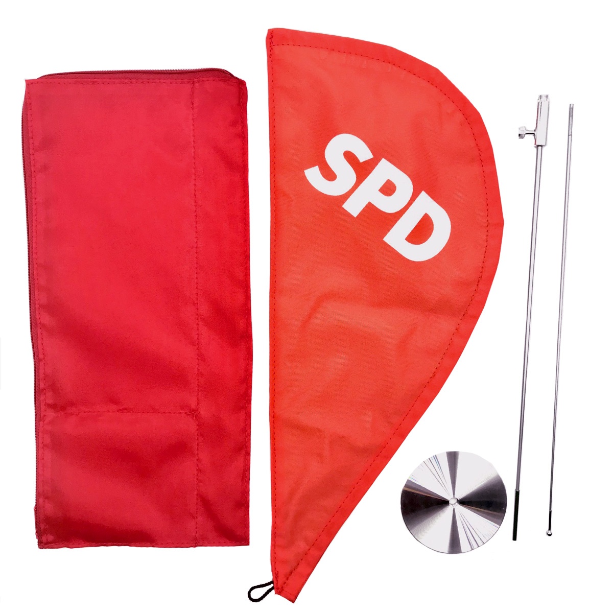 1- und 2-farbige Tischfahnen - Tisch-Fahne Rot gedruckt mit Sockel