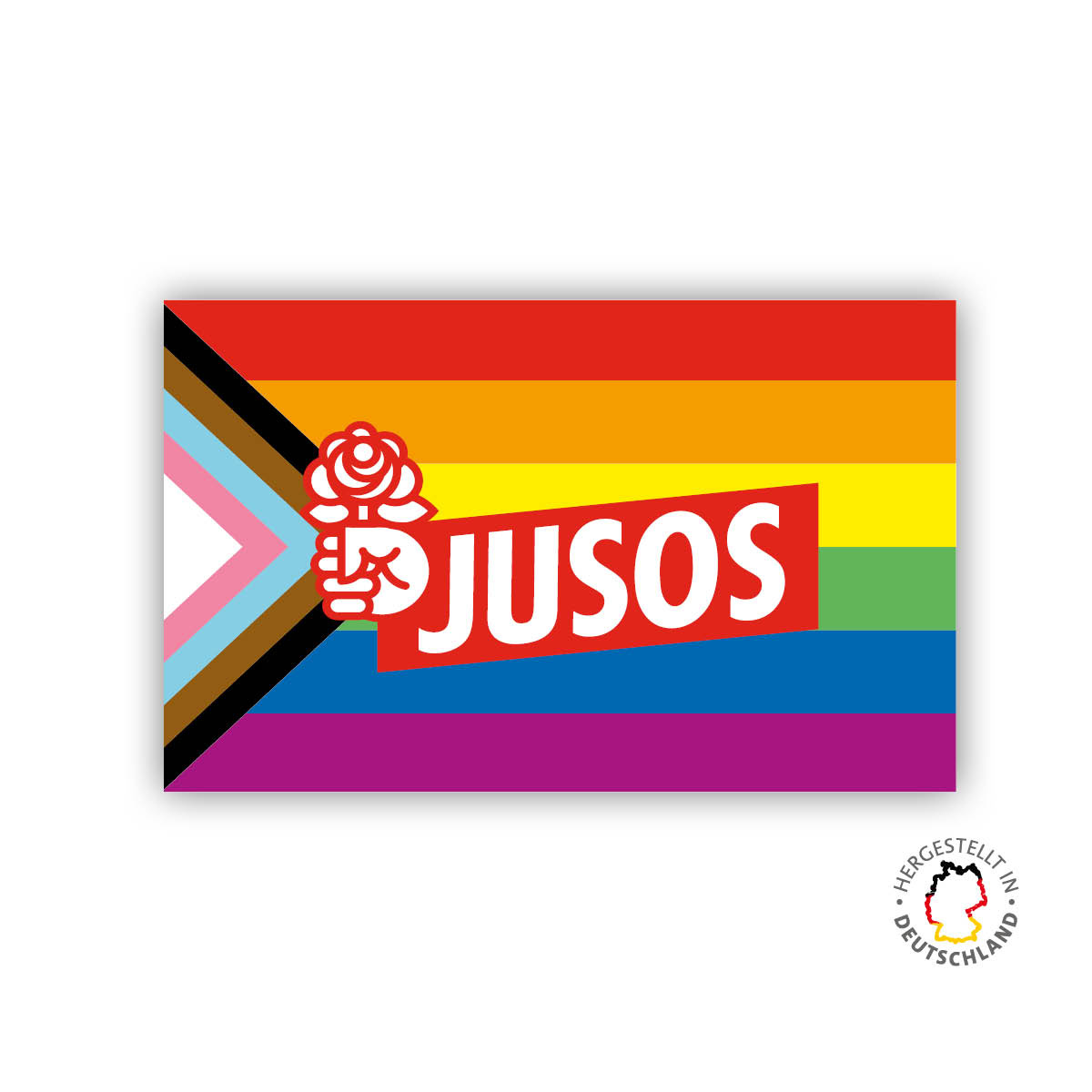 Juso-Regenbogenfahne ohne Tragestab 
